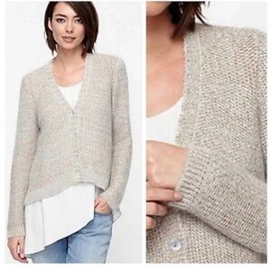 Eileen Fisher Viscose & Mohair Blend Button Front Cardigan